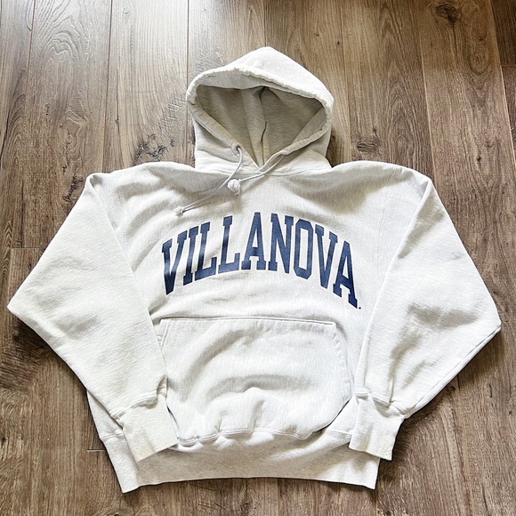 vintage champion light grey villanova reverse weave hoodie - Picture 2 of 5